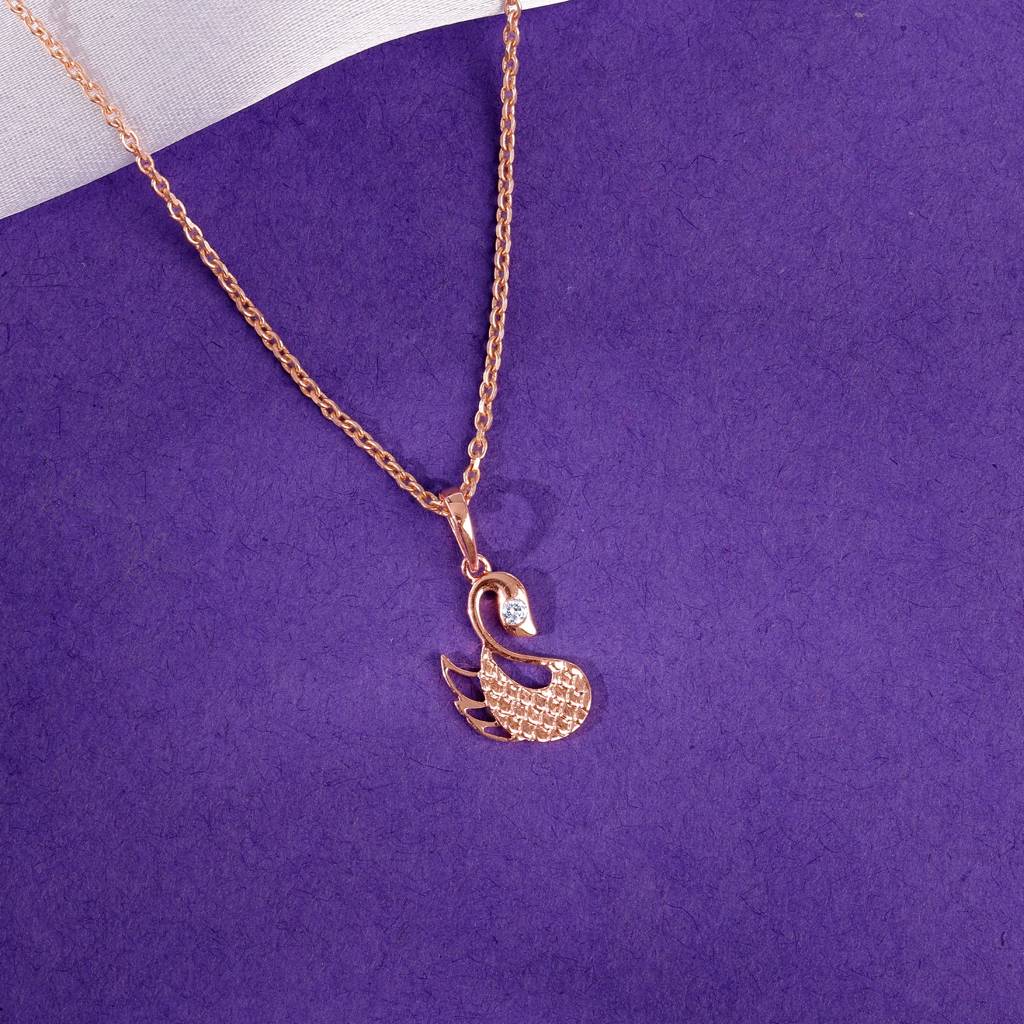 14K Rose Gold Mesmerising Swan Diamond Pendant : GDLPD0331
