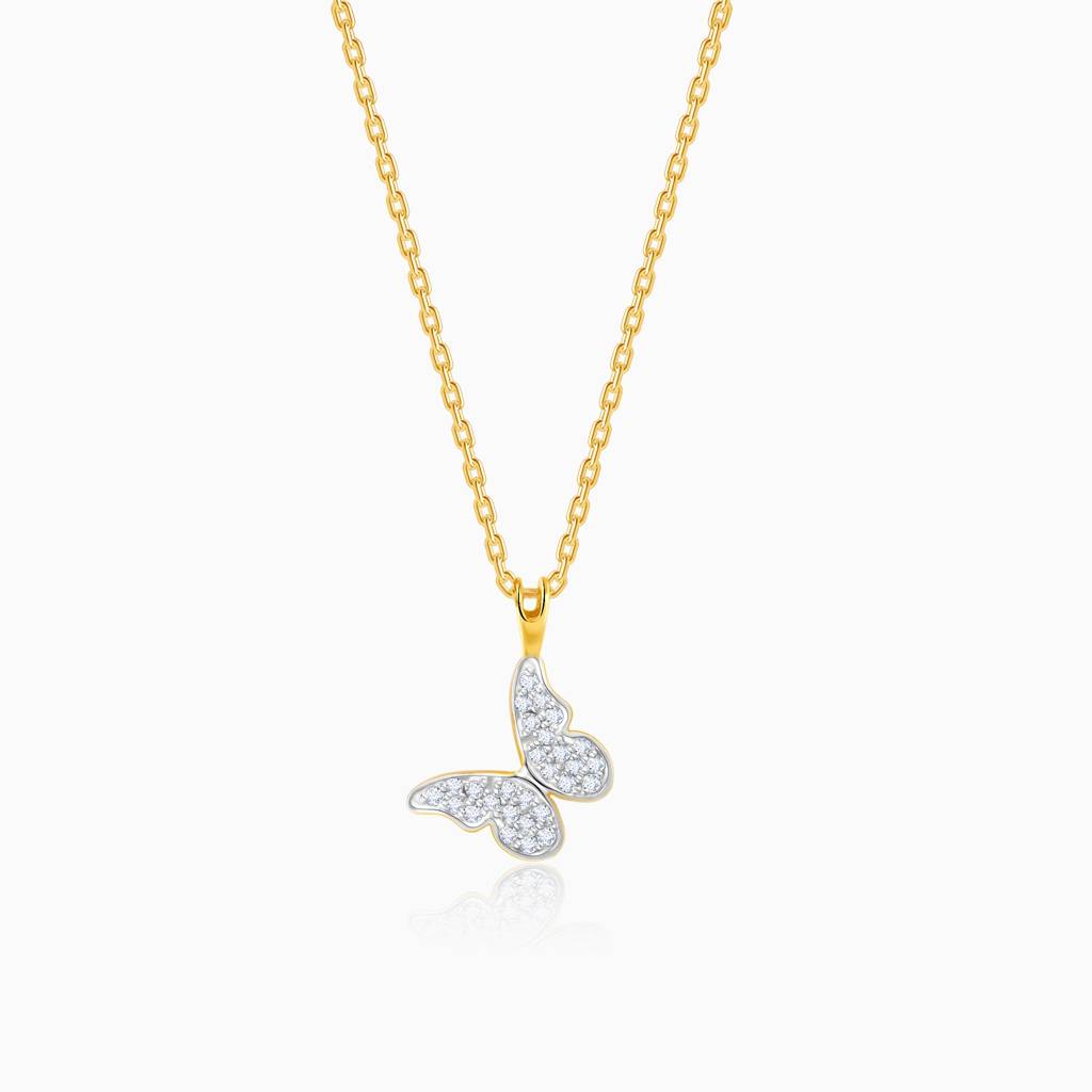 18K Gold Blissful Butterfly Diamond Pendant : GDLPD0338