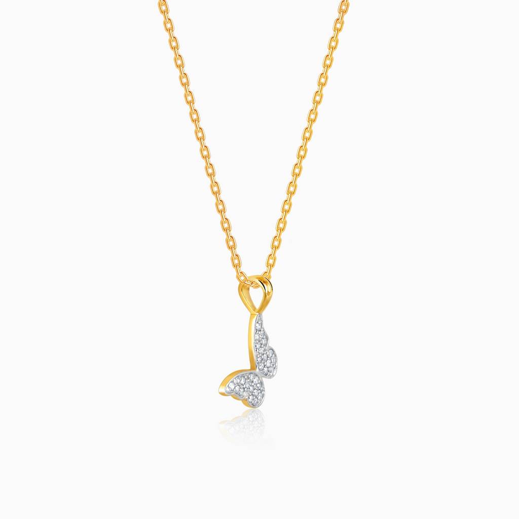 18K Gold Blissful Butterfly Diamond Pendant : GDLPD0338