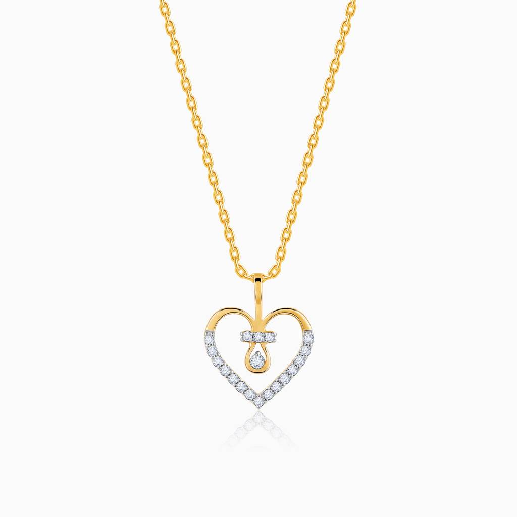 18K Gold Sparkheart Diamond Pendant : GDLPD0343