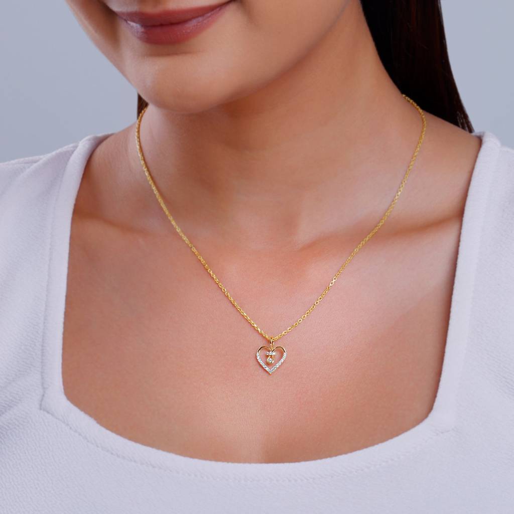 18K Gold Sparkheart Diamond Pendant : GDLPD0343