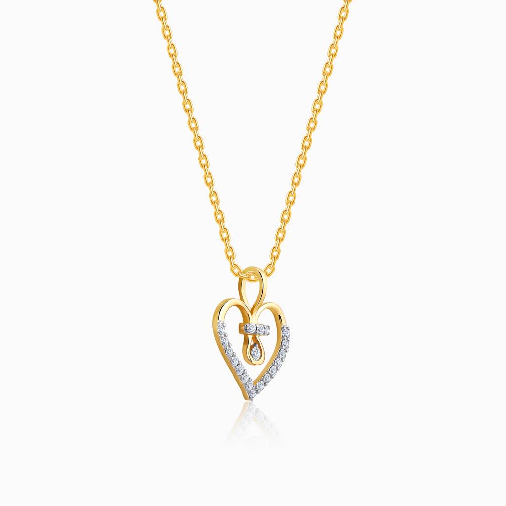 18K Gold Sparkheart Diamond Pendant : GDLPD0343