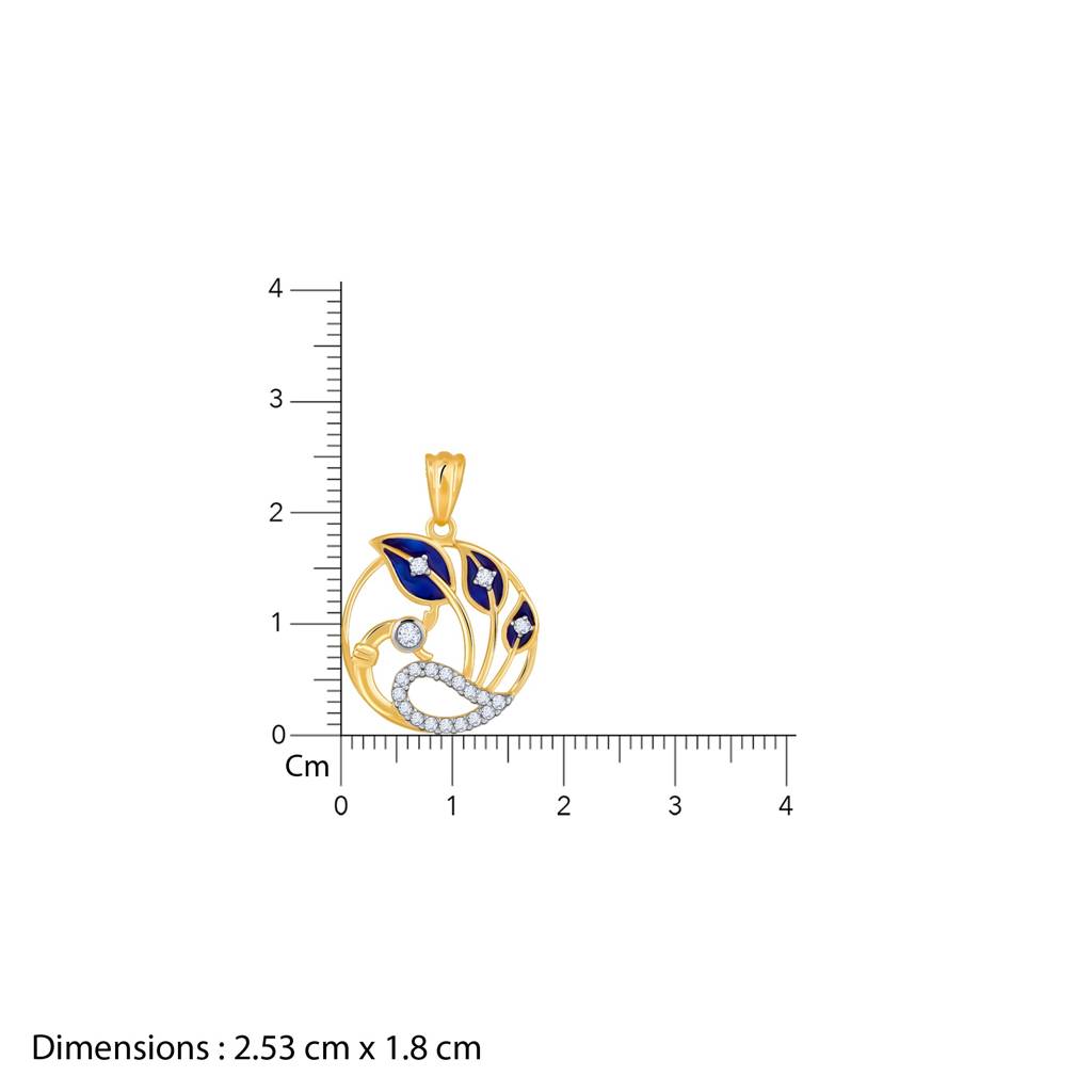 18K Gold Pfau Diamond Pendant : GDLPD0350