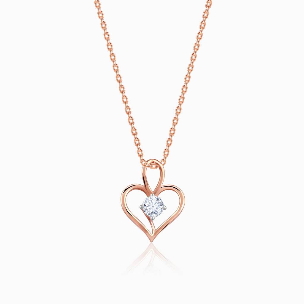 18K Rose Gold Favourite Heart Diamond Pendant : GDLPD0352