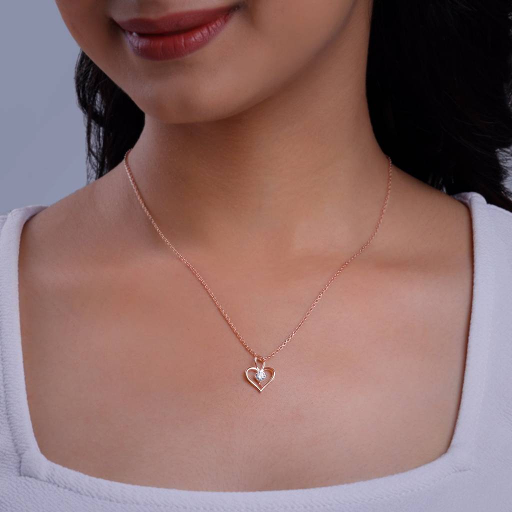 18K Rose Gold Favourite Heart Diamond Pendant : GDLPD0352
