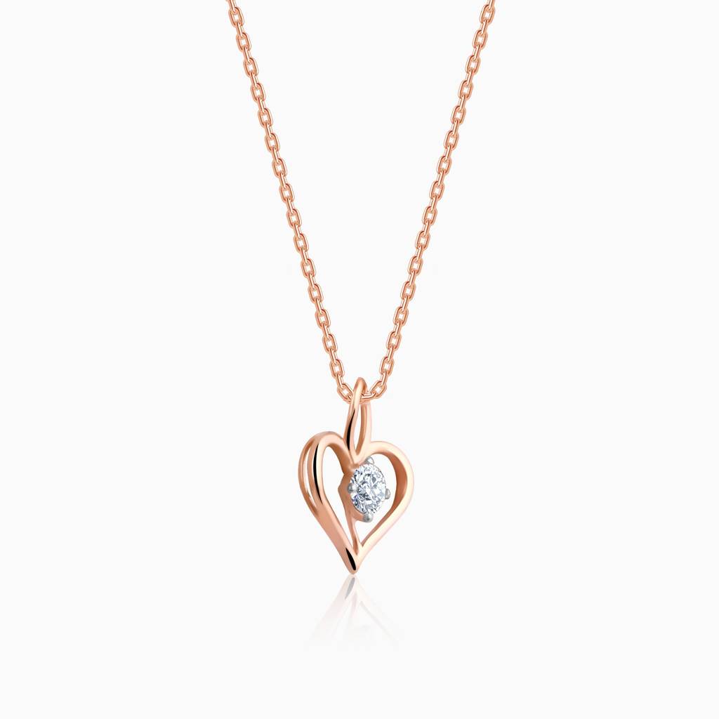 18K Rose Gold Favourite Heart Diamond Pendant : GDLPD0352