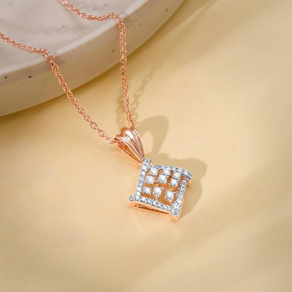 18K Rose Gold Enigma Diamond Pendant : GDLPD0355