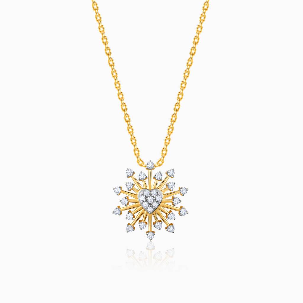18K Gold Aster Diamond Pendant : GDLPD0363