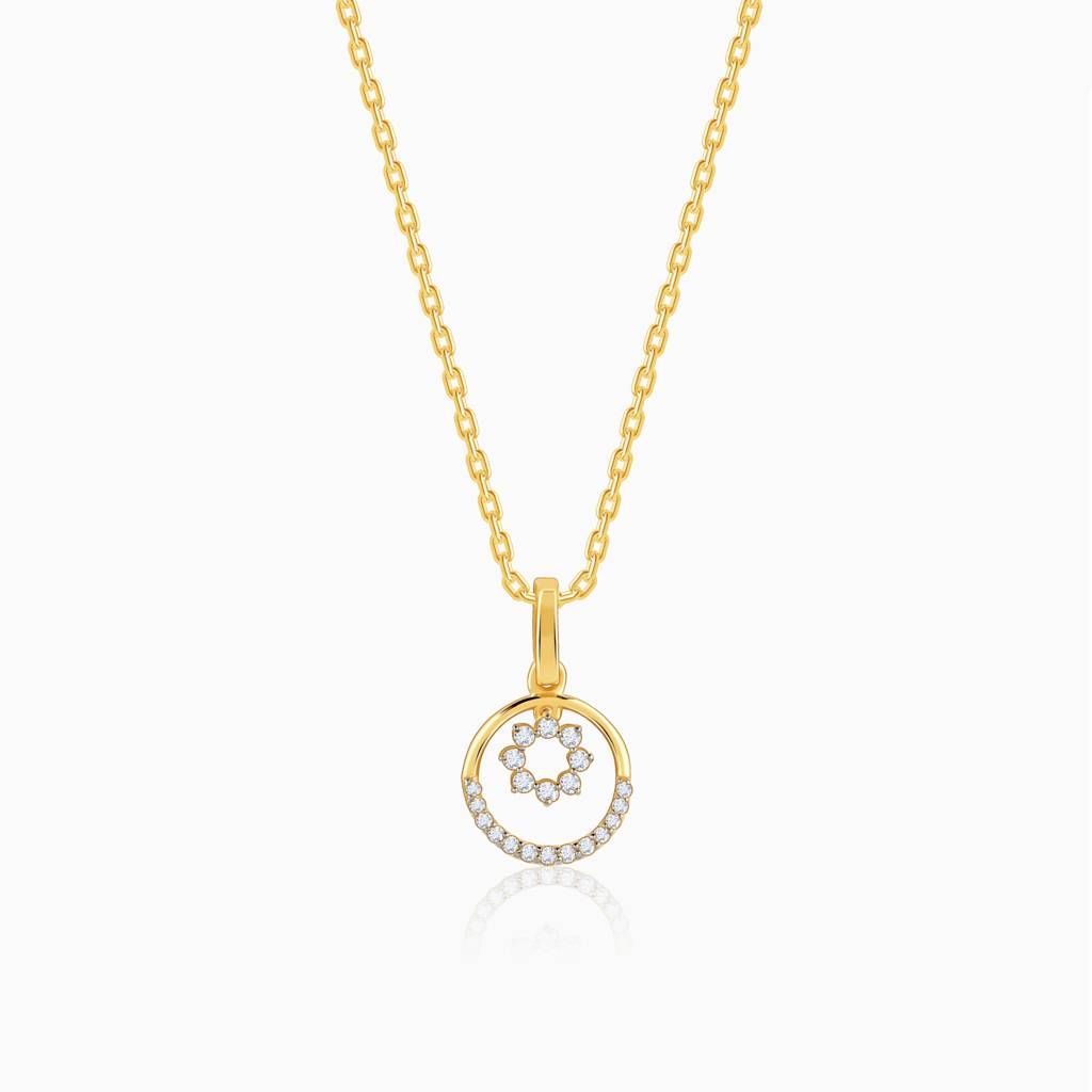 14K Gold Dual Circular Diamond Pendant : GDLPD0367