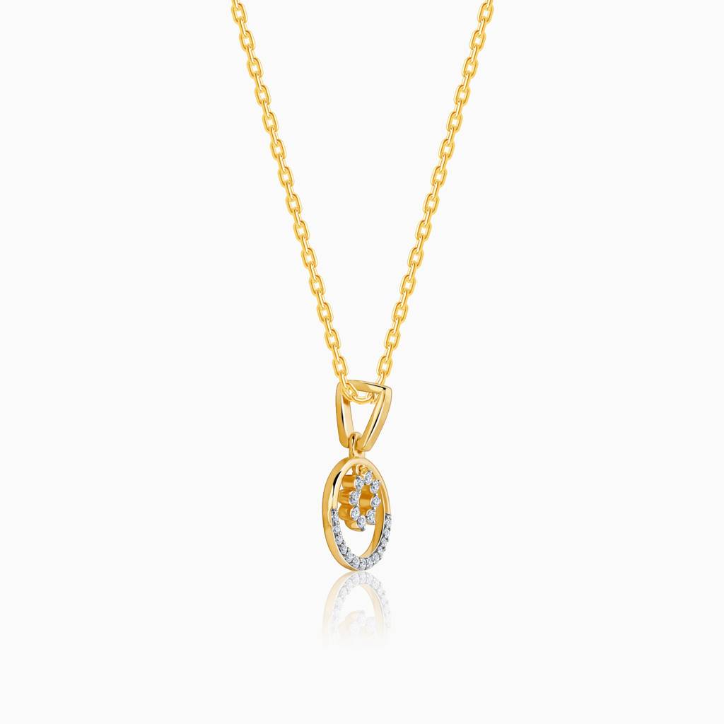 14K Gold Dual Circular Diamond Pendant : GDLPD0367