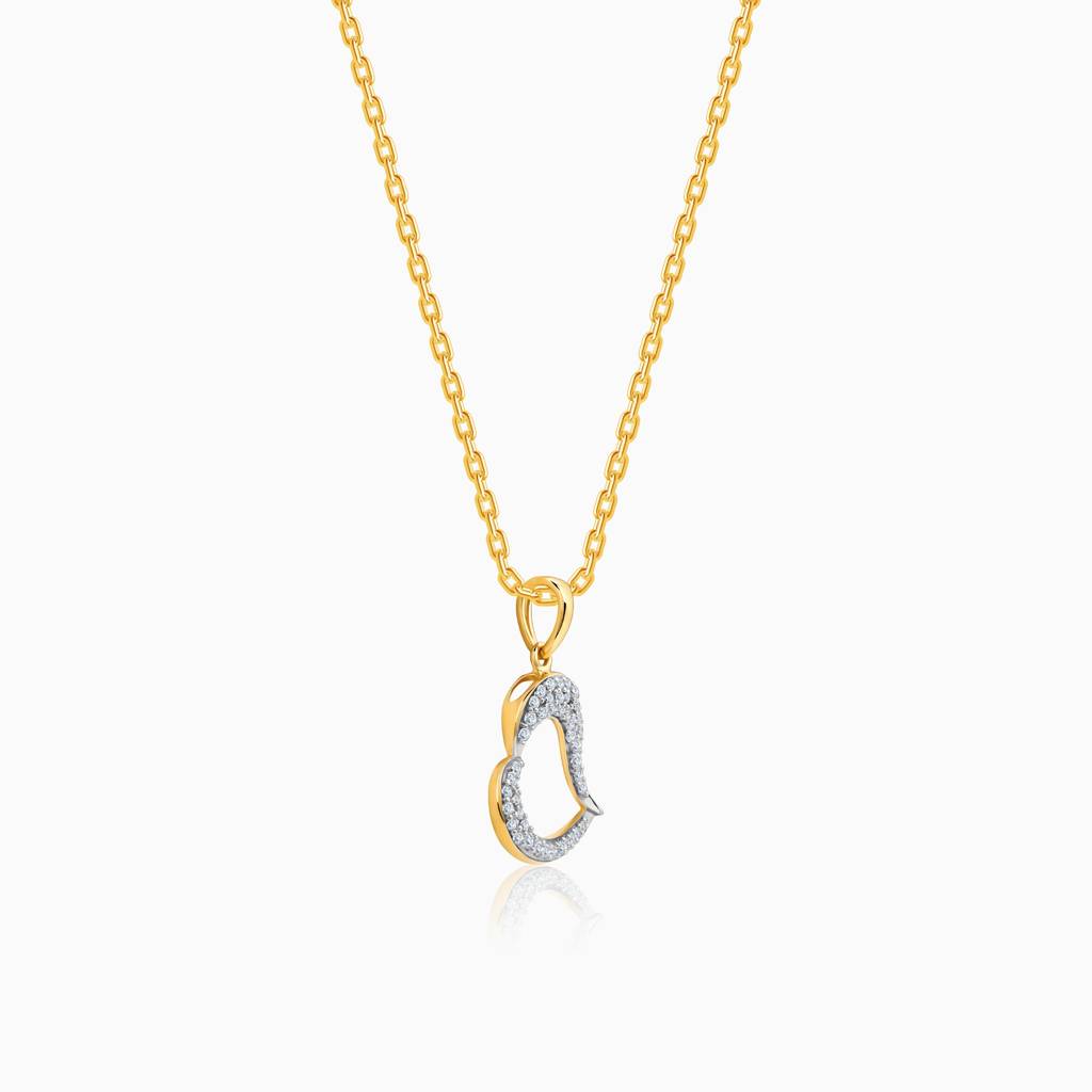 18K Gold Swaying Heart Diamond Pendant : GDLPD0377