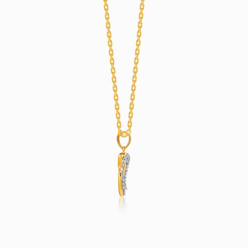 18K Gold Swaying Heart Diamond Pendant : GDLPD0377