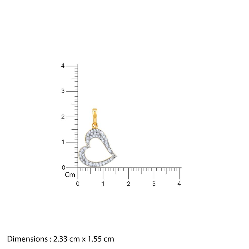 18K Gold Swaying Heart Diamond Pendant : GDLPD0377