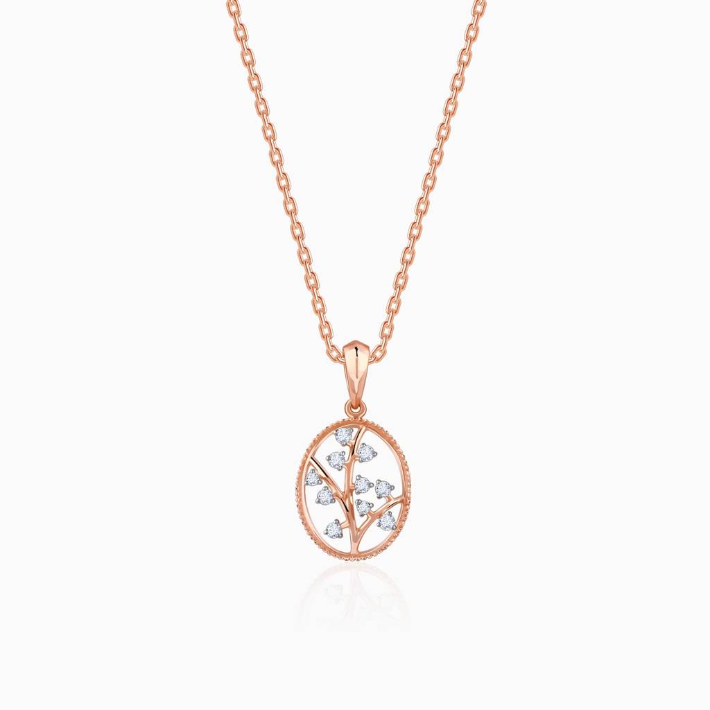 18K Rose Gold Inspiring Tree Diamond Pendant : GDLPD0381