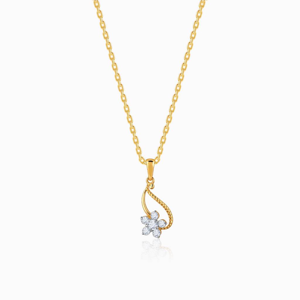 18K Gold Anemone Diamond Pendant : GDLPD0387