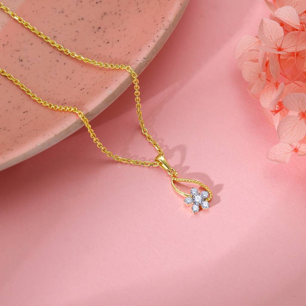 18K Gold Anemone Diamond Pendant : GDLPD0387
