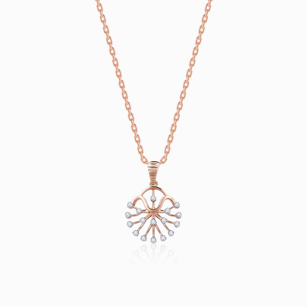 18K Rose Gold Sunburst Diamond Pendant : GDLPD0390