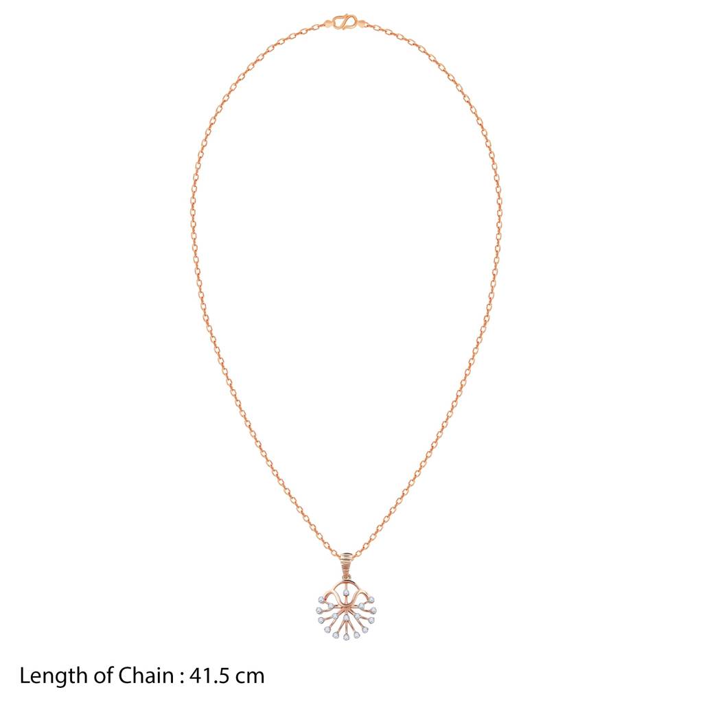 18K Rose Gold Sunburst Diamond Pendant : GDLPD0390