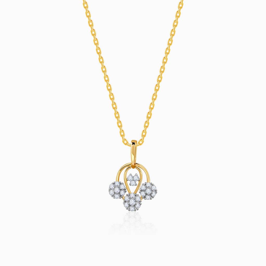 18K Gold Graceful Lotus Diamond Pendant : GDLPD0395
