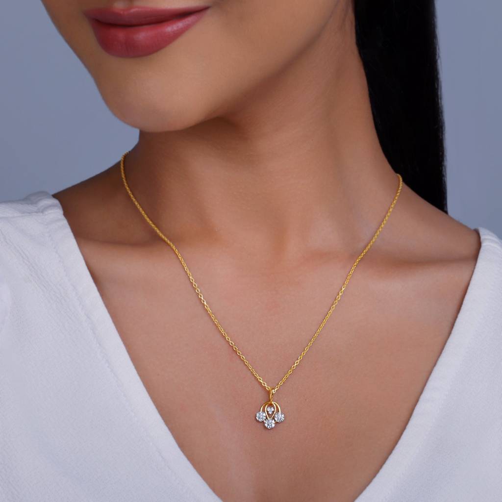 18K Gold Graceful Lotus Diamond Pendant : GDLPD0395