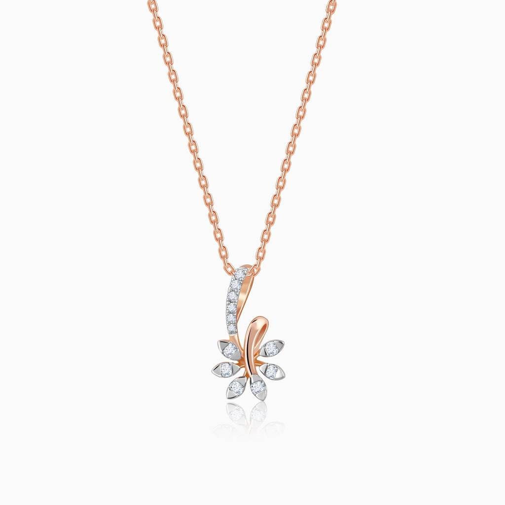 18K Rose Gold Dewdrop Blossom Diamond Pendant : GDLPD0418