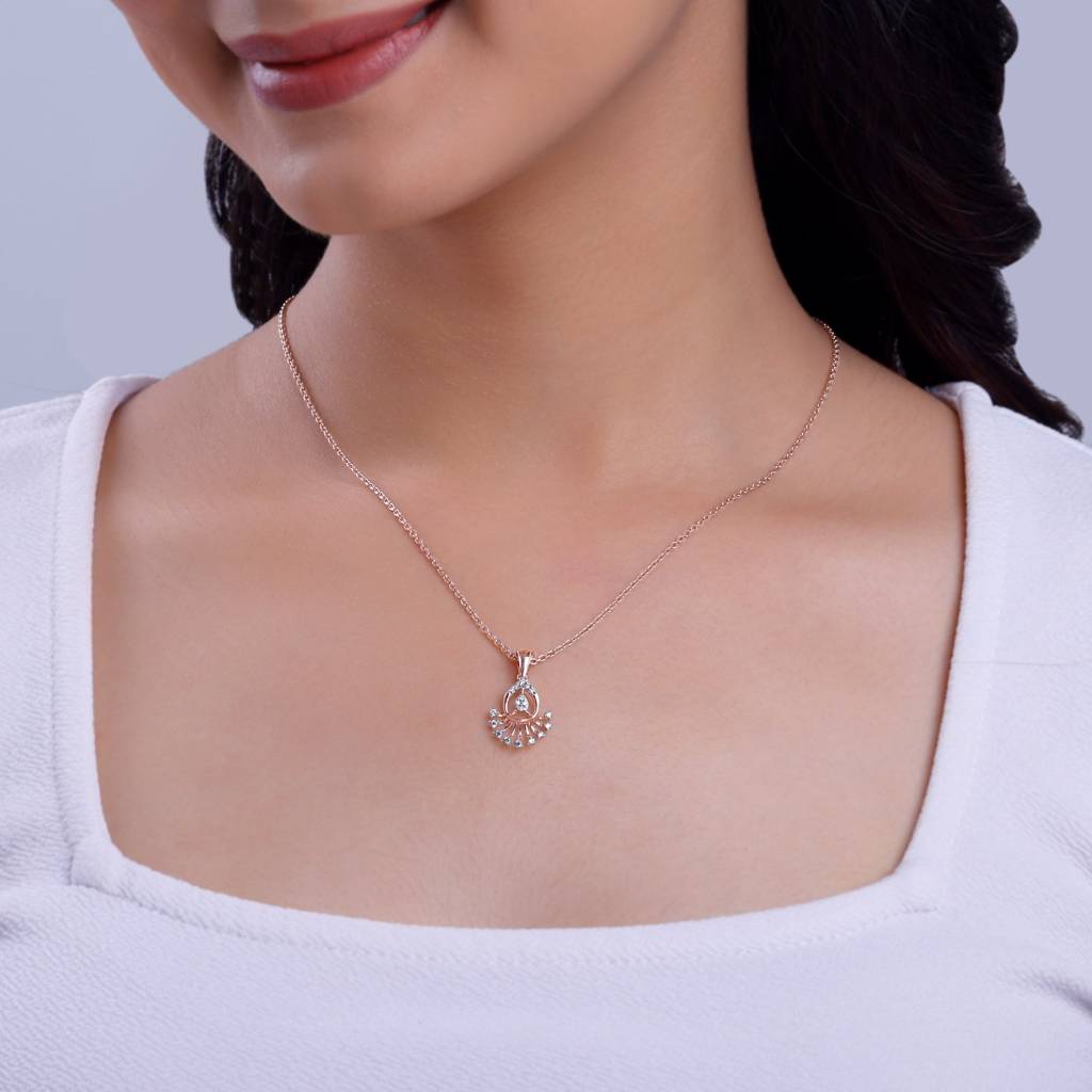 14K Rose Gold Sparkling Thrills Diamond Pendant : GDLPD0422