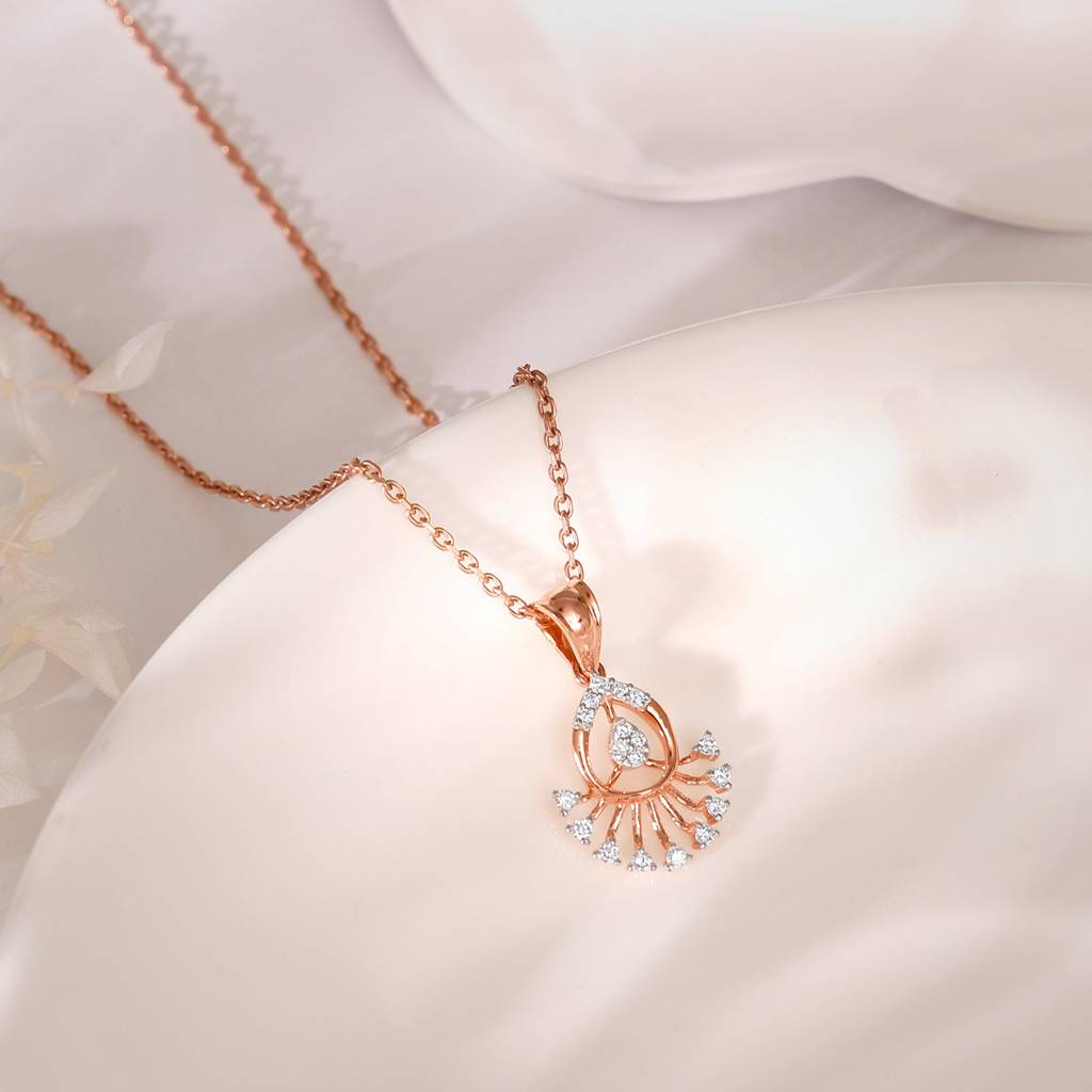 14K Rose Gold Sparkling Thrills Diamond Pendant : GDLPD0422