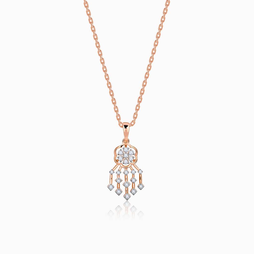 18K Rose Gold Radiant Bloom Diamond Pendant : GDLPD0430