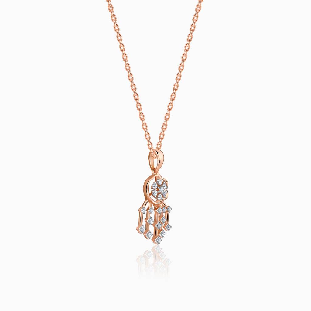 18K Rose Gold Radiant Bloom Diamond Pendant : GDLPD0430