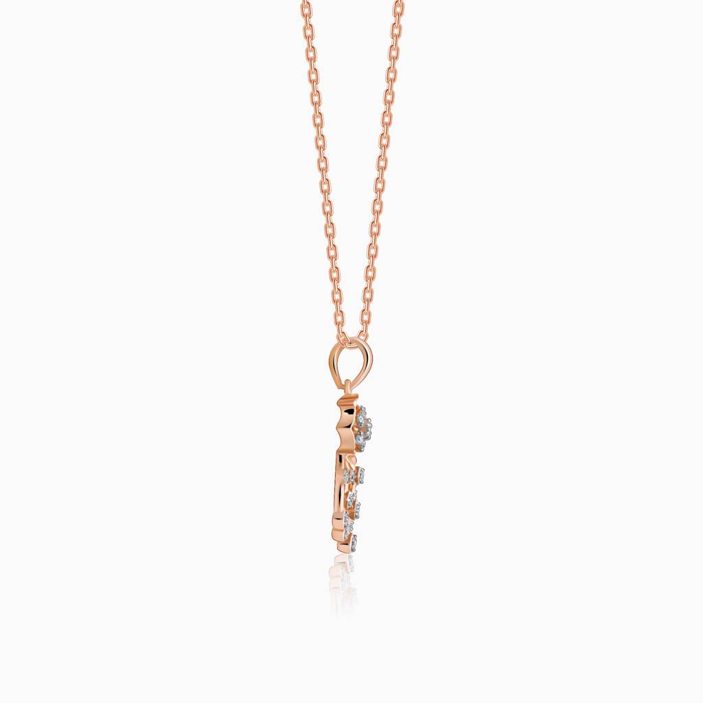 18K Rose Gold Radiant Bloom Diamond Pendant : GDLPD0430