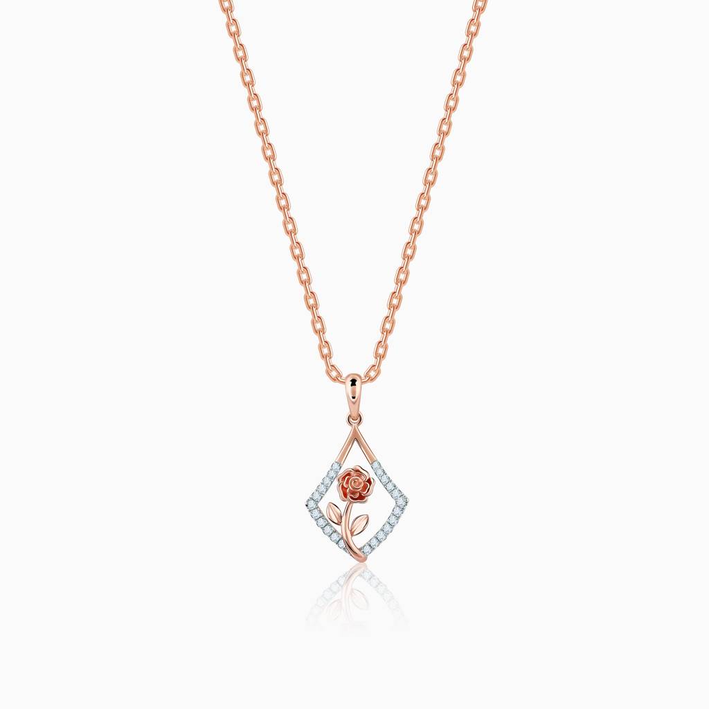 14K Rose Gold Twinkling Elegance Diamond Pendant : GDLPD0433