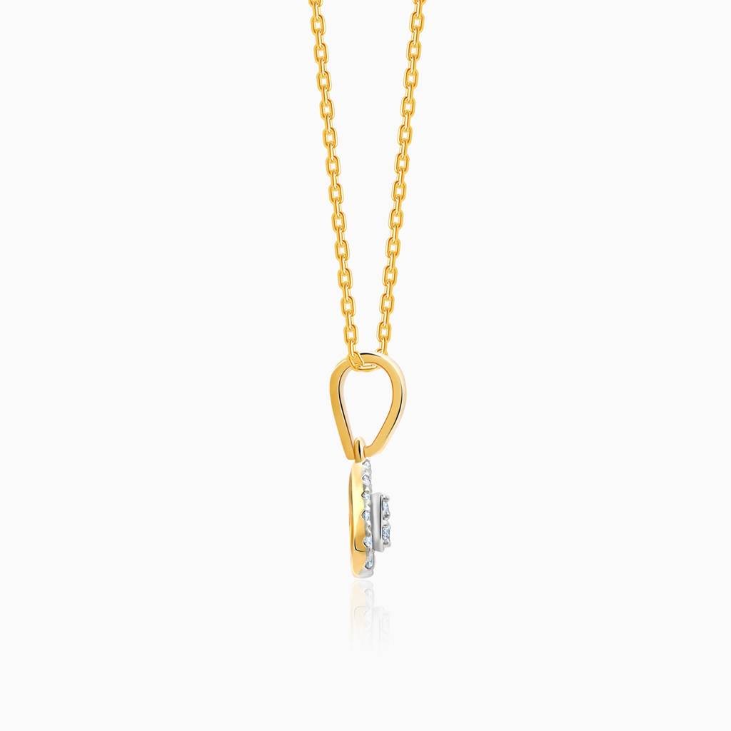 18K Gold Embellish Diamond Teardrop Pendant : GDLPD0436