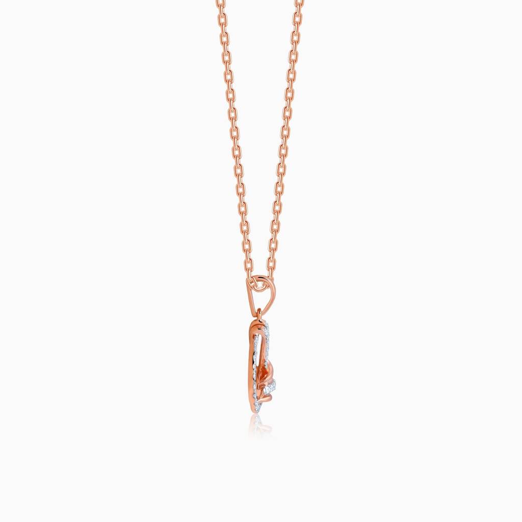 14K Rose Gold Twisted Dewdrop Diamond Pendant : GDLPD0437