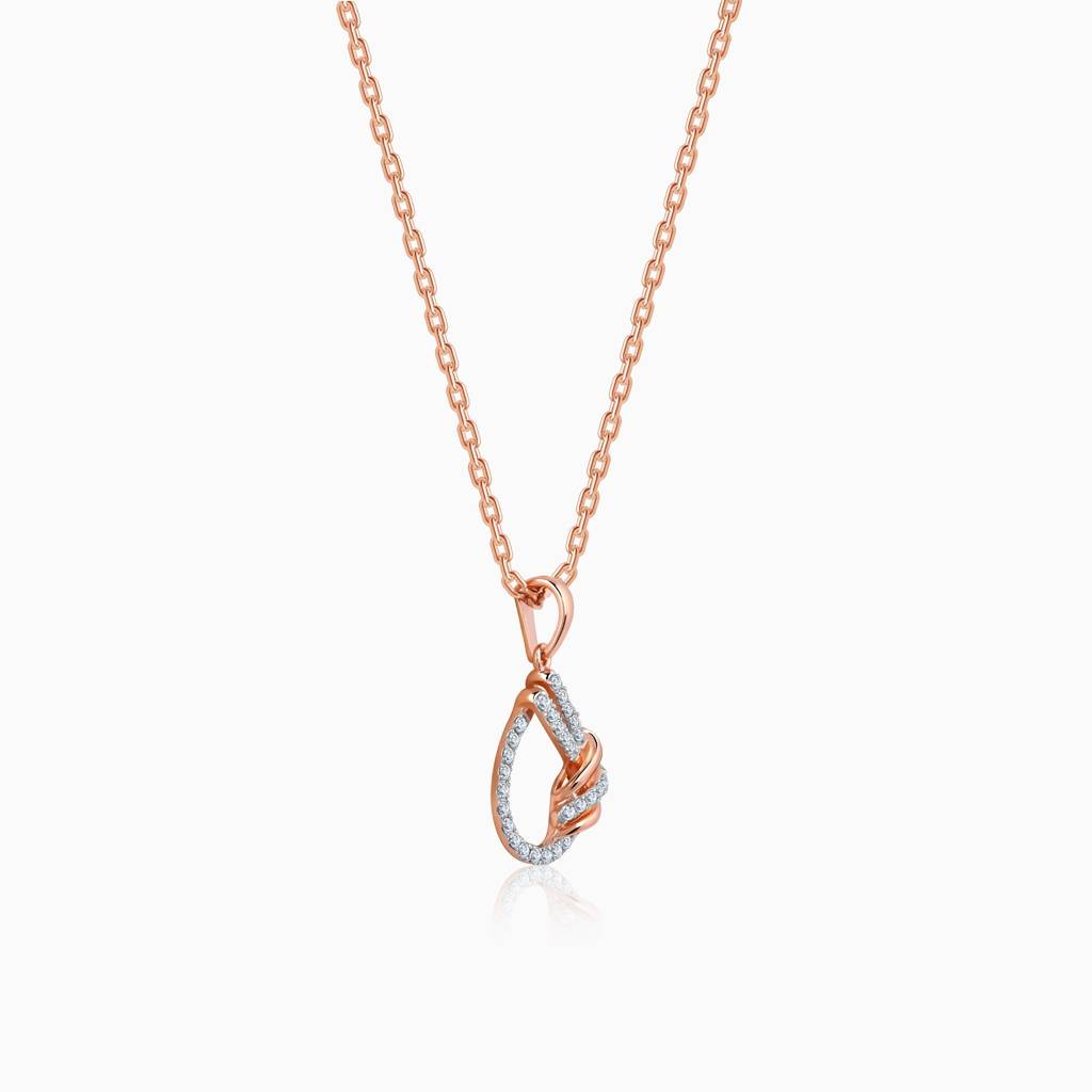 14K Rose Gold Twisted Dewdrop Diamond Pendant : GDLPD0437