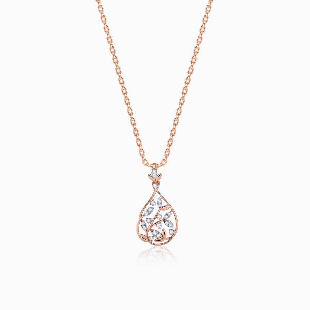 18K Rose Gold Leafy Affair Diamond Pendant : GDLPD0442