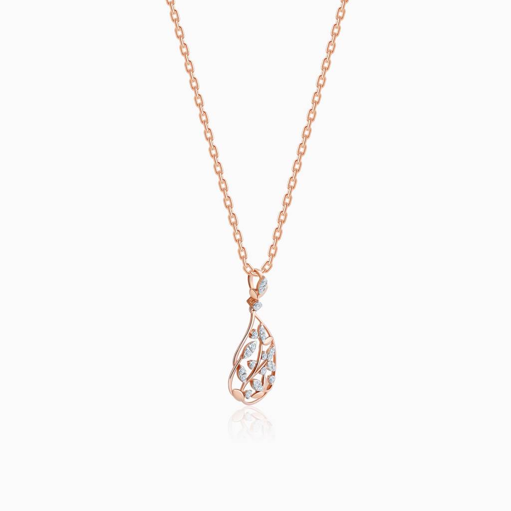 18K Rose Gold Leafy Affair Diamond Pendant : GDLPD0442