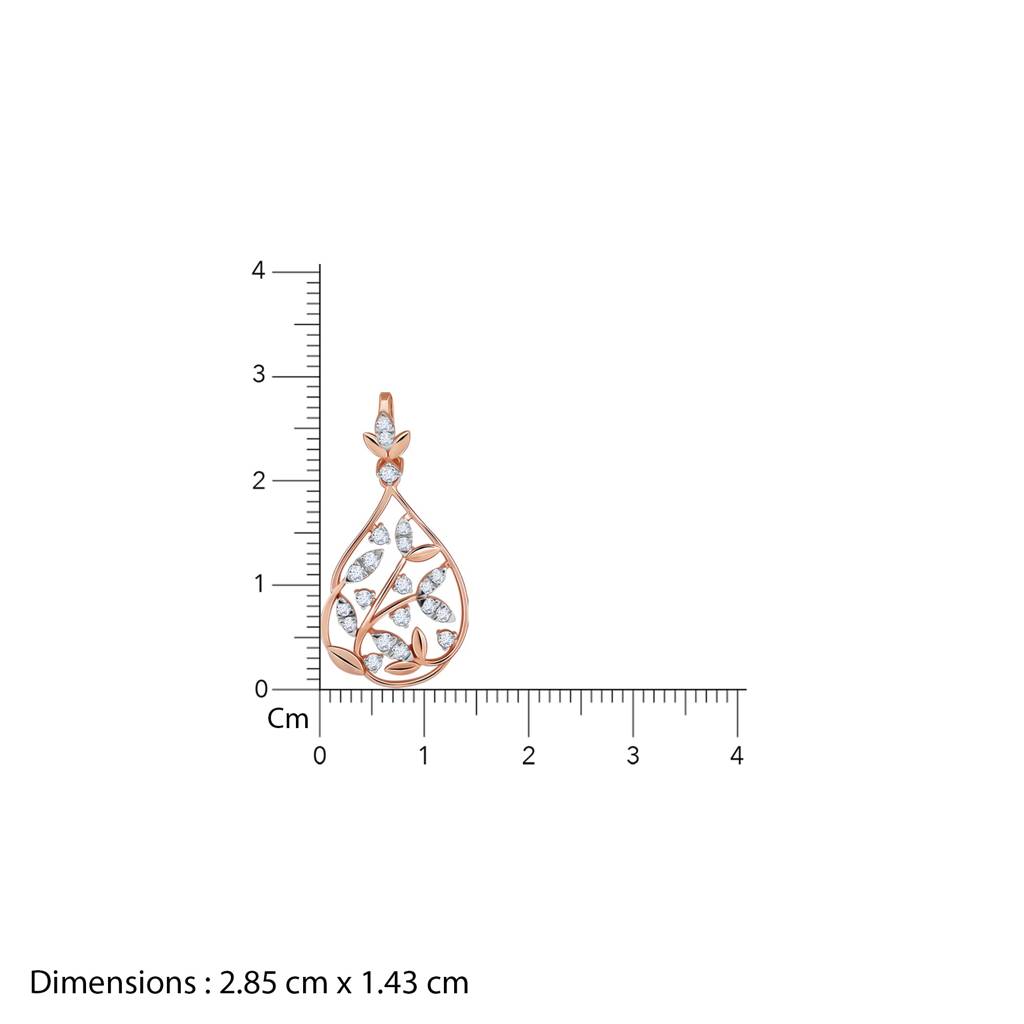18K Rose Gold Leafy Affair Diamond Pendant : GDLPD0442