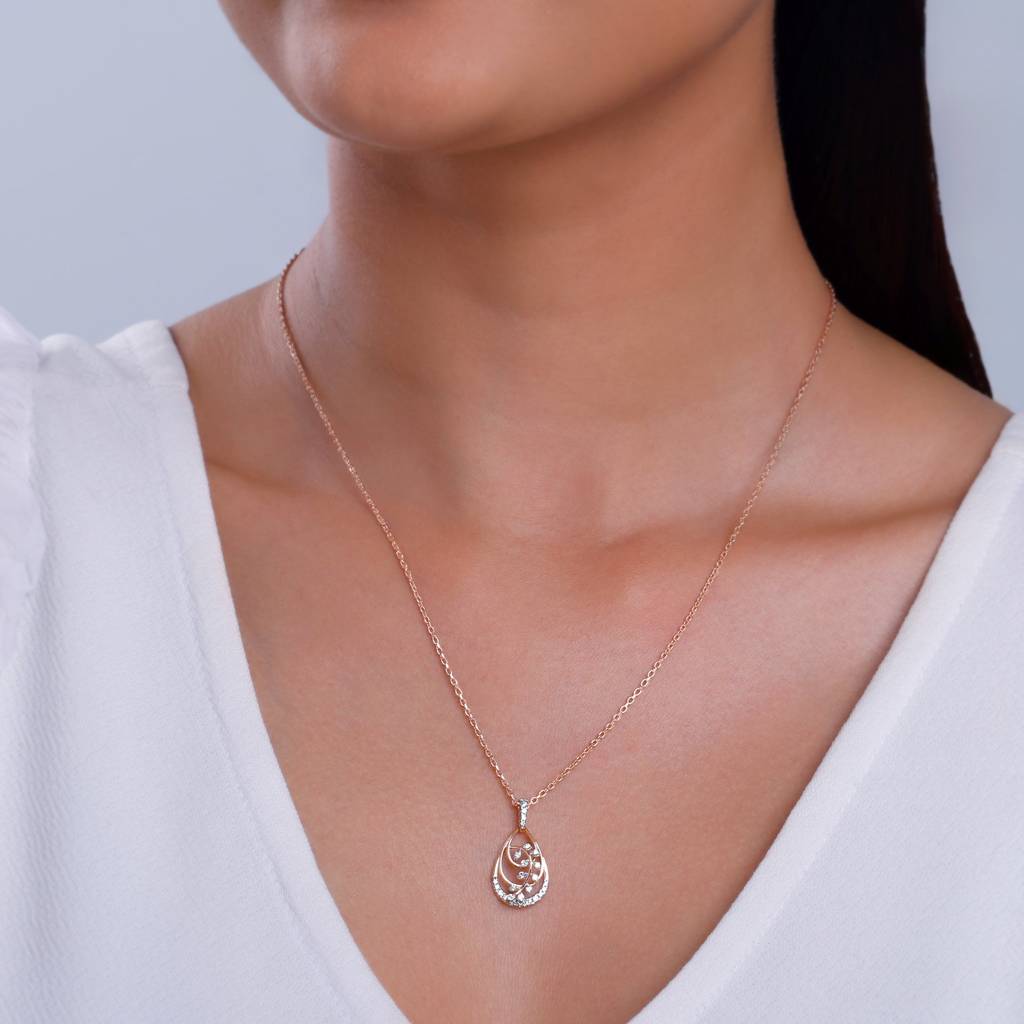 18K Rose Gold Alyssum Diamond Pendant : GDLPD0444