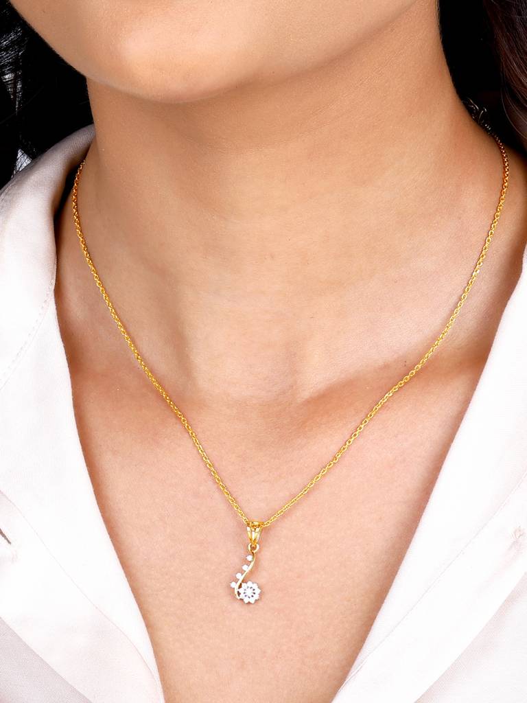 Giva 18K Yellow Gold Precious Paisley Diamond Pendant Without Chain : GDLPD049