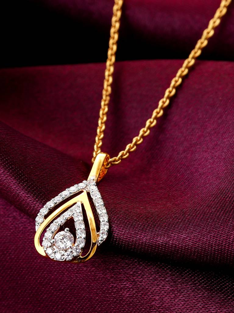 Giva 14K Yellow Gold Glistening Dewdrops Diamond Pendant Without Chain : GDLPD054