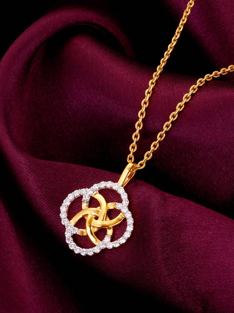 Giva 18K Yellow Gold Interlinked Circles Diamond Pendant Without Chain : GDLPD058
