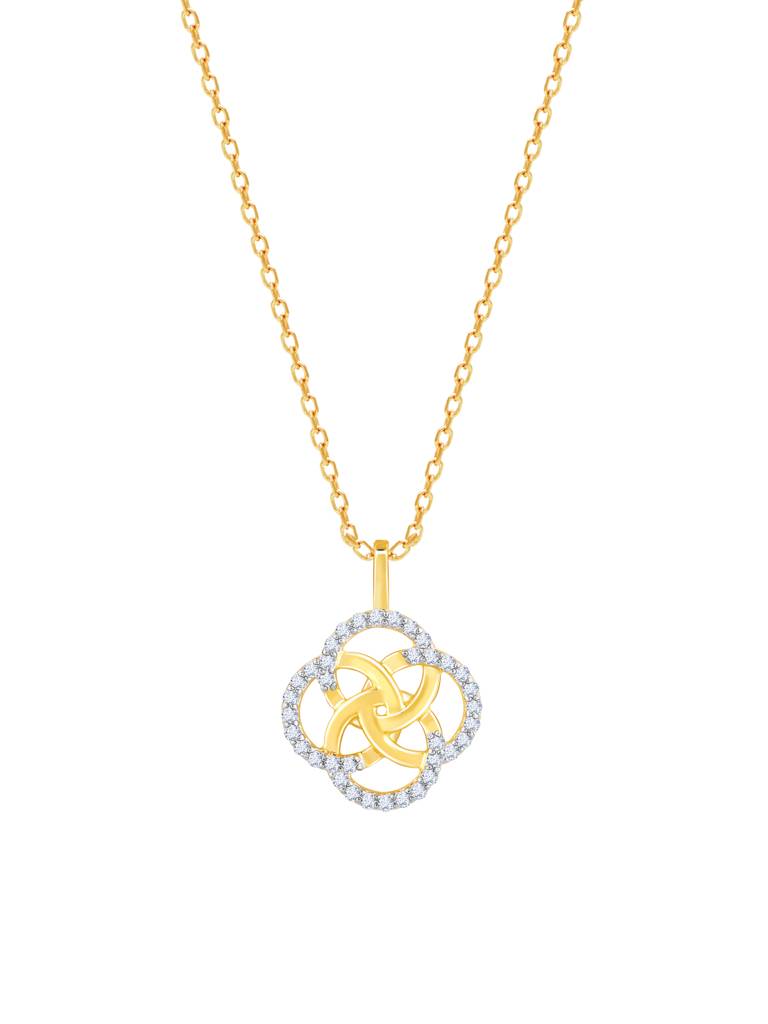 Giva 18K Yellow Gold Interlinked Circles Diamond Pendant Without Chain : GDLPD058