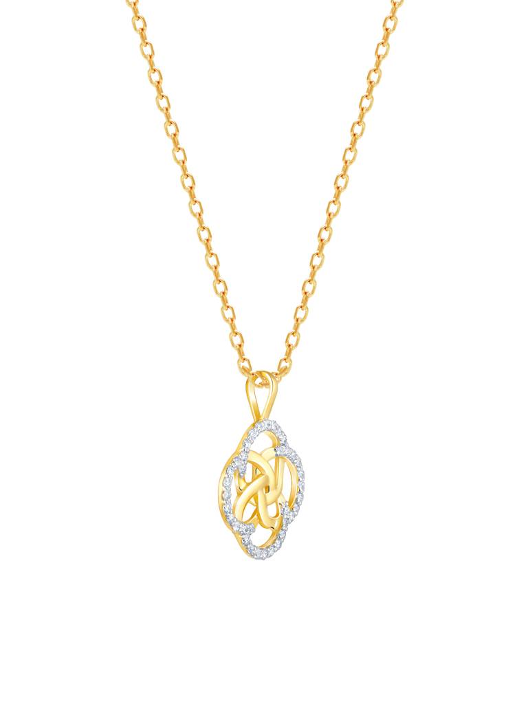 Giva 18K Yellow Gold Interlinked Circles Diamond Pendant Without Chain : GDLPD058