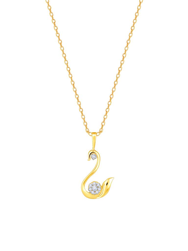 Giva 14K Yellow Gold Blissful Swan Diamond Pendant  Without Chain : GDLPD061
