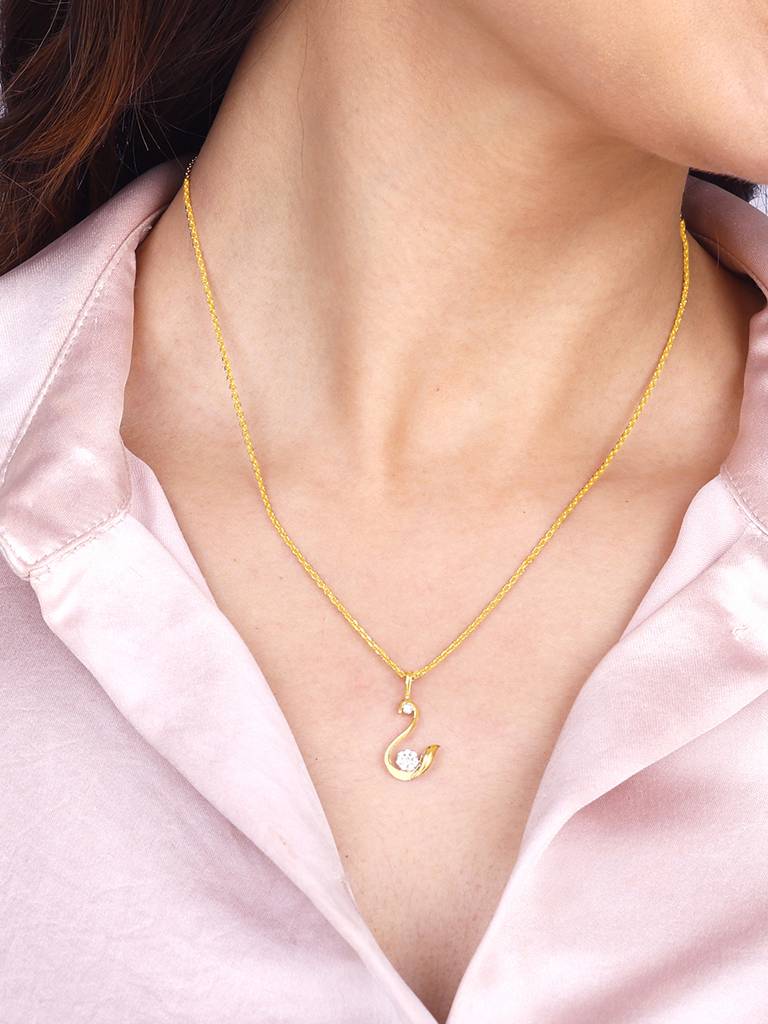 Giva 14K Yellow Gold Blissful Swan Diamond Pendant  Without Chain : GDLPD061
