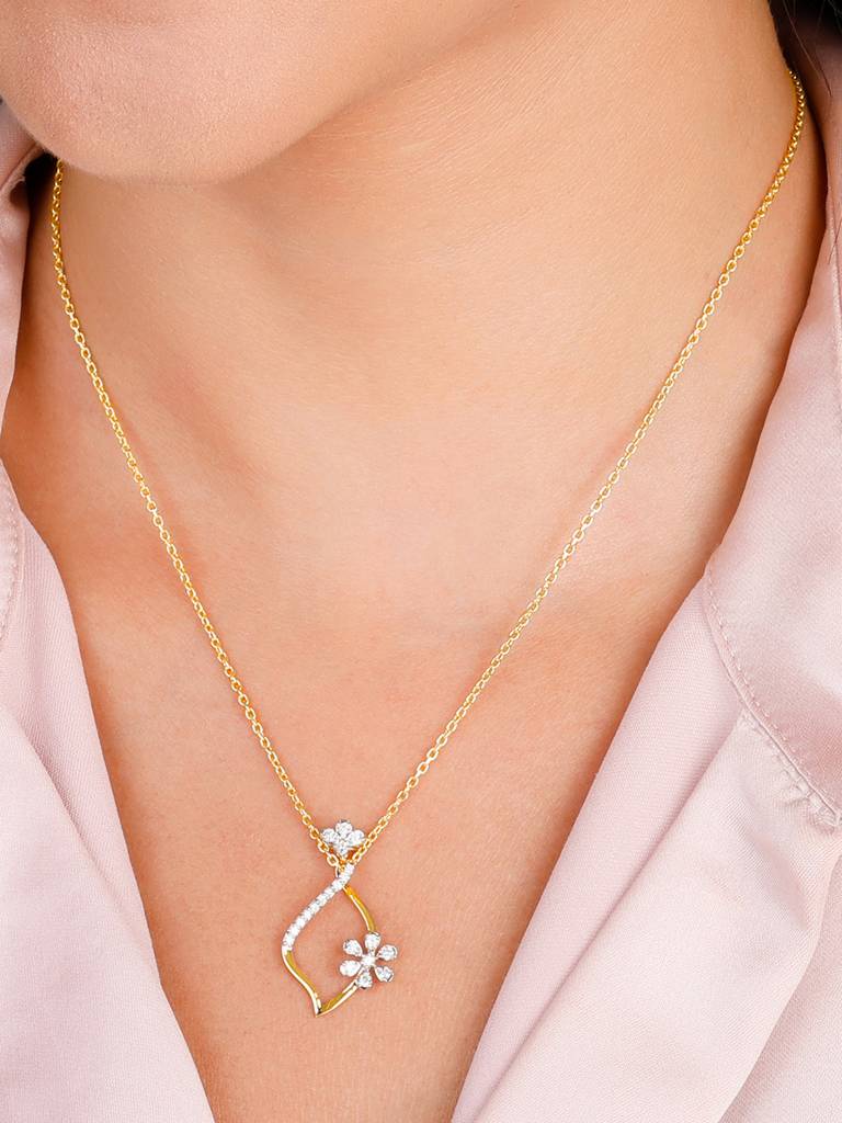 Giva 14K Yellow Gold Endless Floral Diamond Pendant Without Chain : GDLPD065