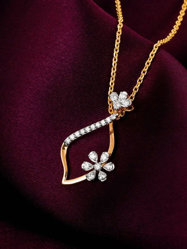 Giva 14K Yellow Gold Endless Floral Diamond Pendant Without Chain : GDLPD065