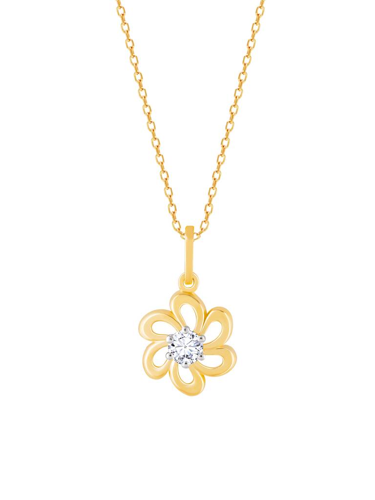 18K Yellow Gold Blossom Diamond Pendant : GDLPD06