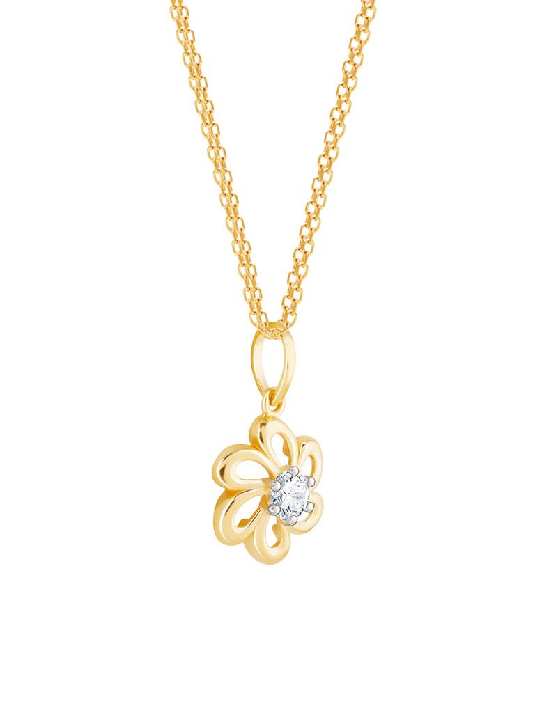 18K Yellow Gold Blossom Diamond Pendant : GDLPD06