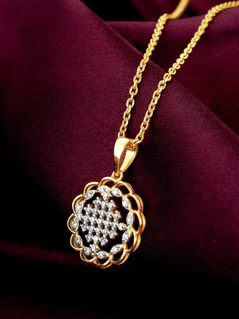 Giva 14K Yellow Gold Simple Rendezvous Diamond Pendant Without Chain : GDLPD071